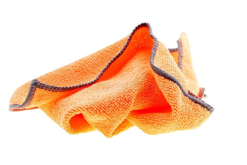 Keuken oranje die handdoek op een witte achtergrond wordt geïsoleerd stock afbeelding Keuken oranje die handdoek op een witte achtergrond wordt geïsoleerd stock afbeelding