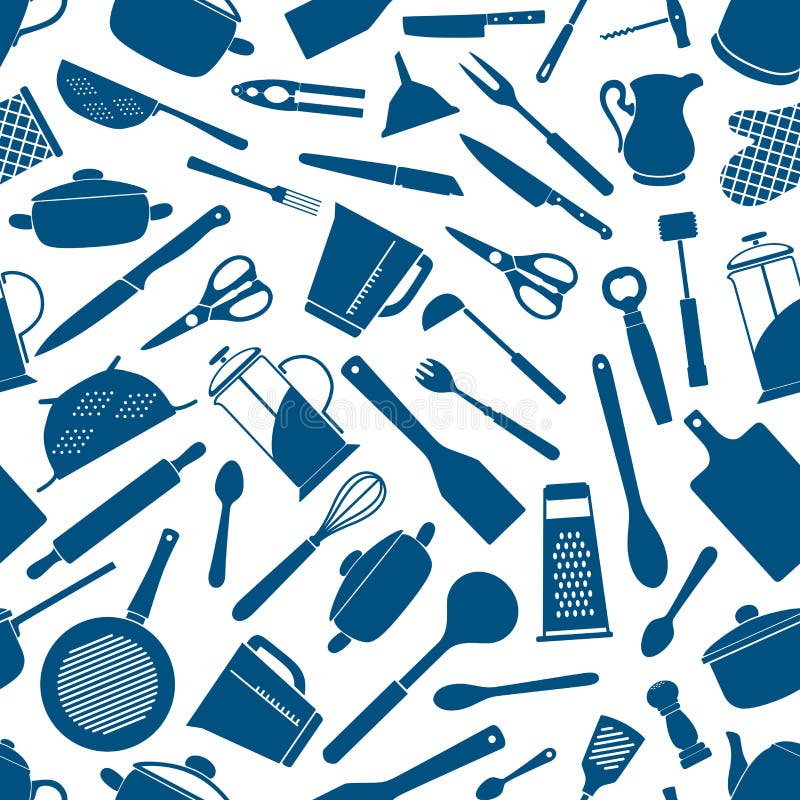 Keukentoestellen, werktuigen naadloze achtergrond vector illustratie Keukentoestellen, werktuigen naadloze achtergrond vector illustratie