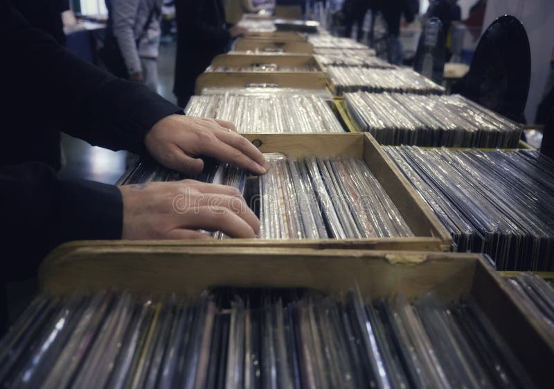 Choice of vinyl records at the market. Choice of vinyl records at the market