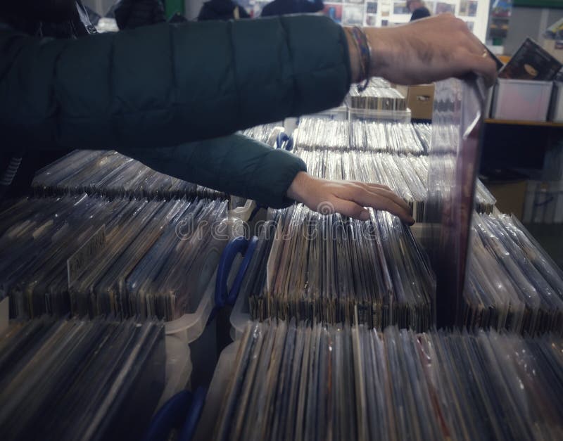 Choice of vinyl records at the market. Choice of vinyl records at the market