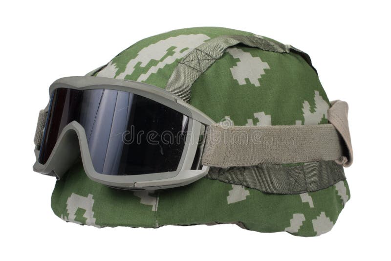 Kevlar Helmet with Camouflage Cover Stock Photo Image of protection
