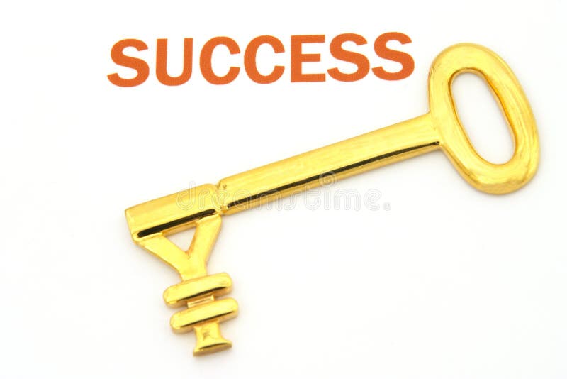 Gold key with yen symbol and the word success. Gold key with yen symbol and the word success