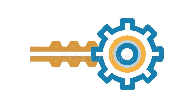 Key with Gear Icon Vector Illustration, Access Configuration Symbol, vector design Generative AI stock illustration