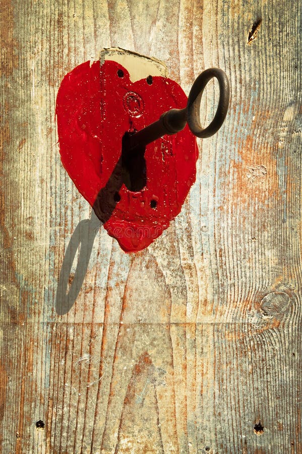 Key in heart as symbol of love