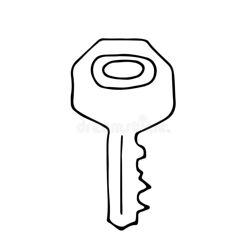 Old Key House. Old Key Silhouette Antique Lock. Vector Illustration