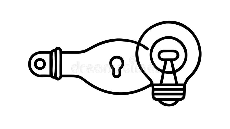 Key Lightbulb Solution Icon, Unlocking New Ideas Insight, vector design Generative AI stock illustration