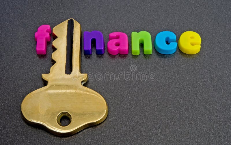 A macro image where a gold key replaces the 'i' in finance making a possible logo using bold lower case colorful letters set on a dark background. A macro image where a gold key replaces the 'i' in finance making a possible logo using bold lower case colorful letters set on a dark background.