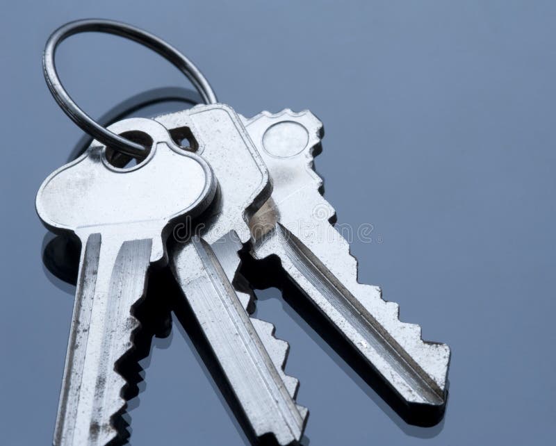 Three keys on keyring stock image. Image of distrust, door 3647037