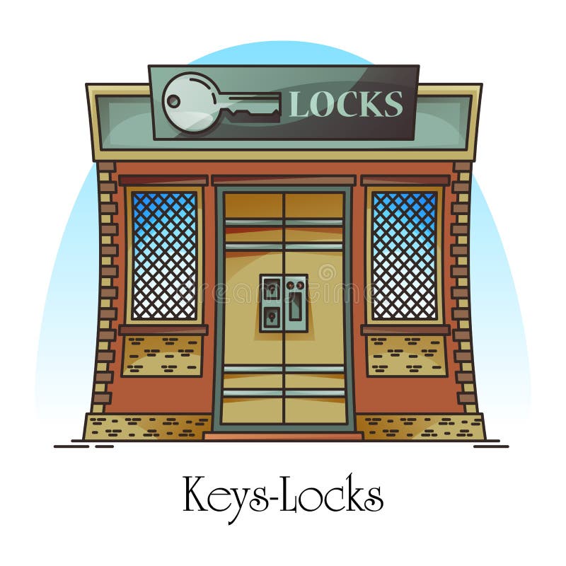 Key shop or locks store. Building for keylock royalty free illustration