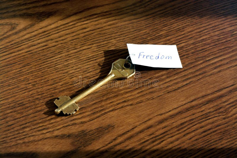 The Key To Freedom of Bronze Color Stock Photo - Image of chain, security:  110866188