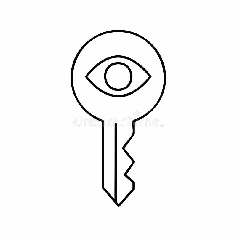 Key to Insight and Security Line Icon stock illustration