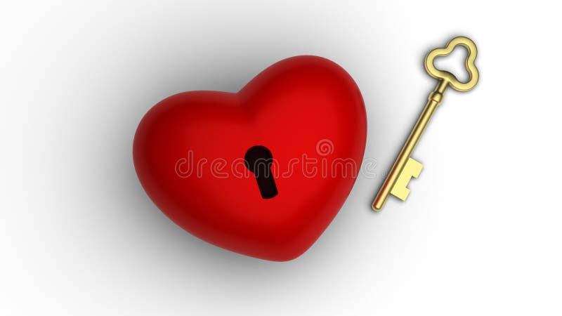 Key to my heart. Isolated on white. 3D-rendering.