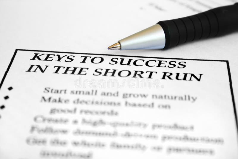 Key to success. Keys to success in the short run