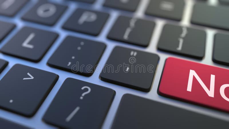 NO key turning over to YES button on the keyboard. Conceptual 3D animation