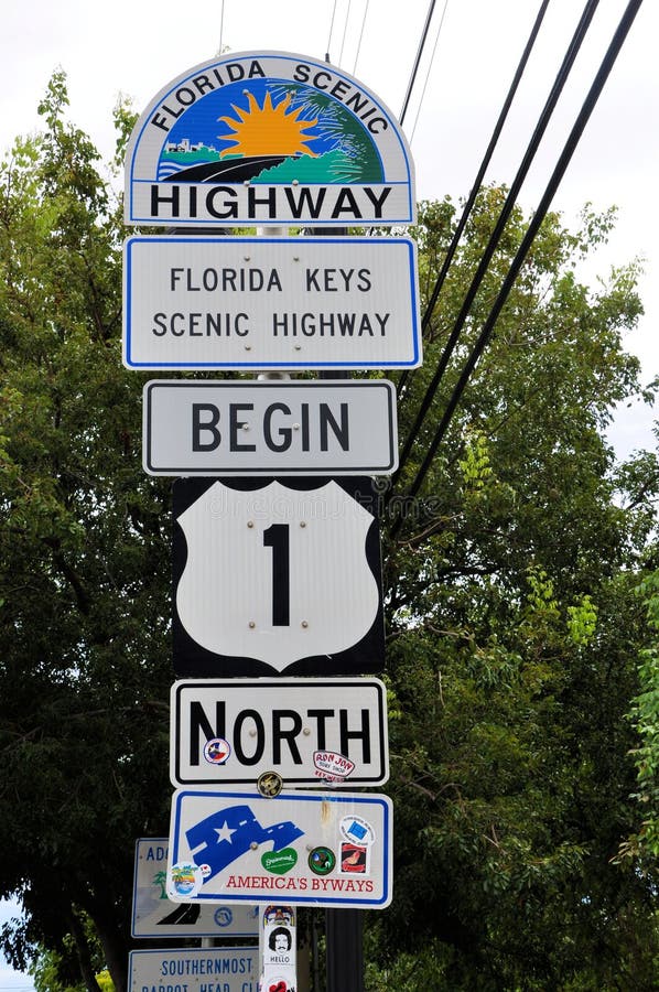 Image of the start of the US-1 in Key West, Florida. Image of the start of the US-1 in Key West, Florida