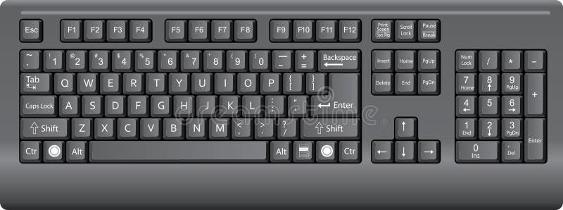 computer keyboard clipart black and white