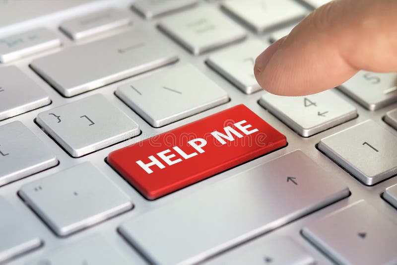 Keyboard - with a big HELP. Picture of red button on the keyboard with word of HELP ME. Finger presses the color button royalty free stock photos Keyboard - with a big HELP. Picture of red button on the keyboard with word of HELP ME. Finger presses the color button royalty free stock photos