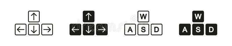 Keyboard button icon set. Button arrow and WASD set icon. Vector illustration stock illustration