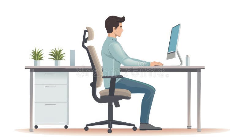 Keyboard desk posture stock illustration