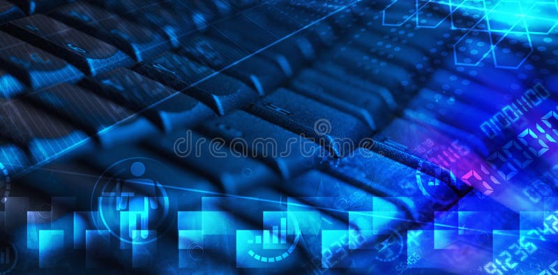 Keyboard with Glowing Programming Codes Stock Illustration ...
