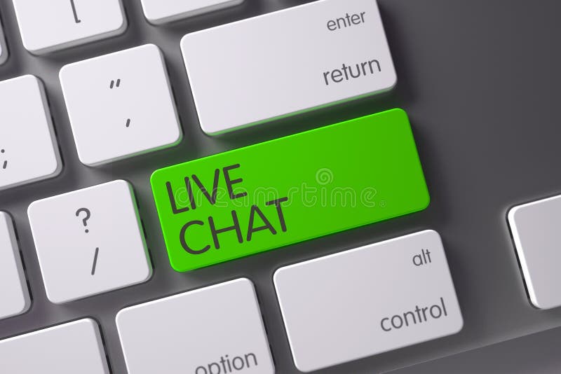 Keyboard with Green Button - Live Chat. 3D.