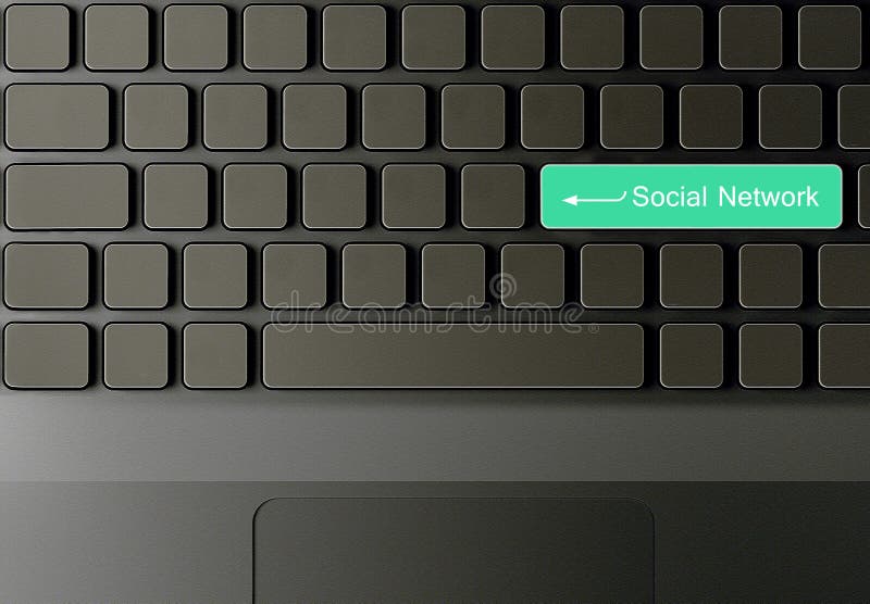Keyboard with Green social network button royalty free stock images