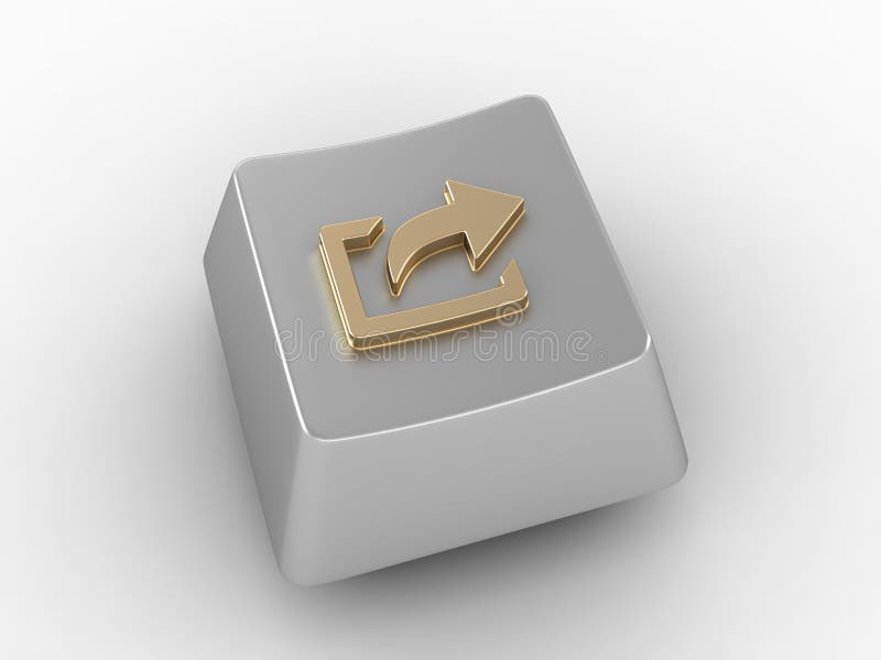 Keyboard key with gold arrow sign. royalty free illustration