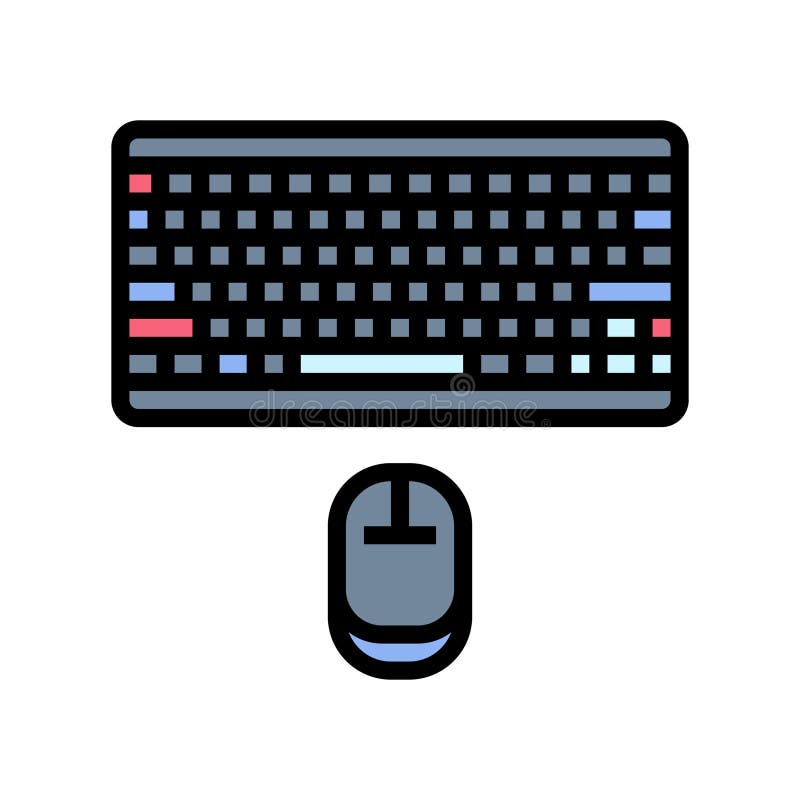 Keyboard mouse hybrid work color icon vector illustration stock illustration
