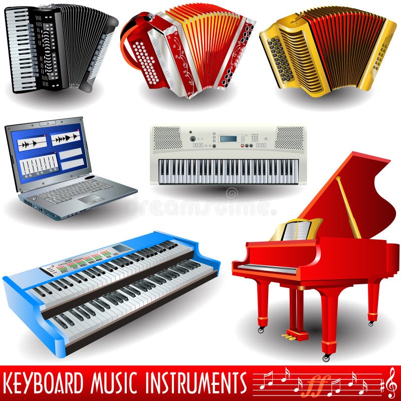 Keyboard music instruments vector illustration