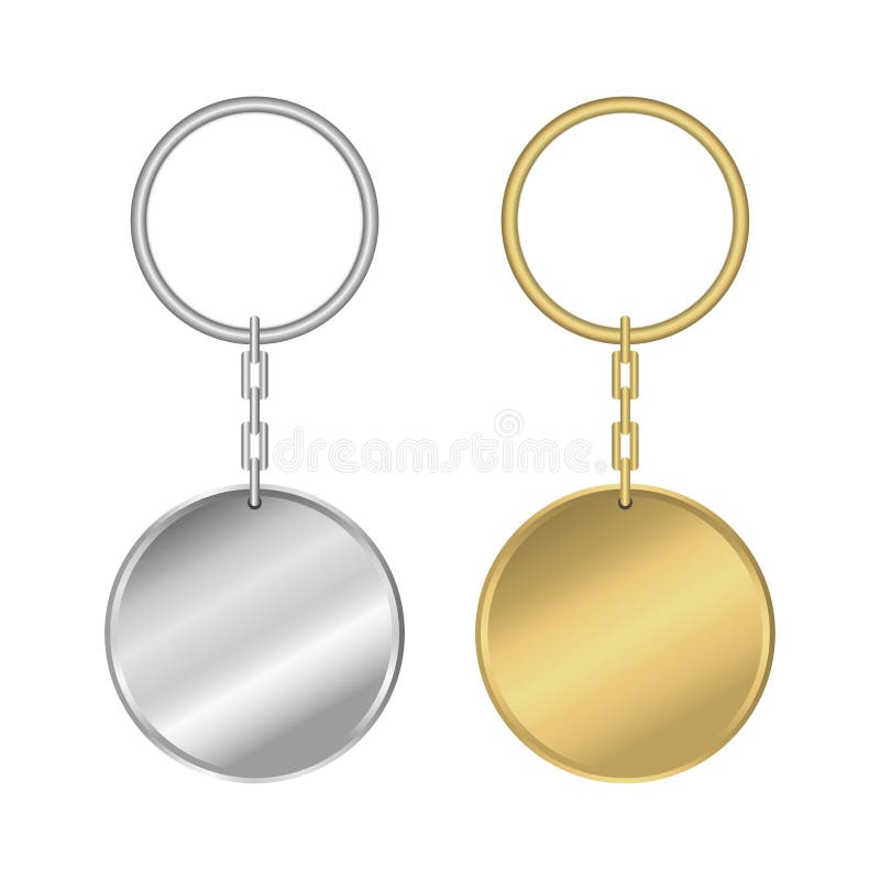 Keychain металла Комплект реалистического золотого и серебряного кольца для ключей округлой формы вектор бесплатная иллюстрация