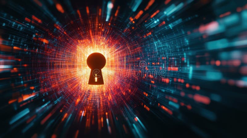 Keyhole in Digital Matrix Landscape royalty free illustration