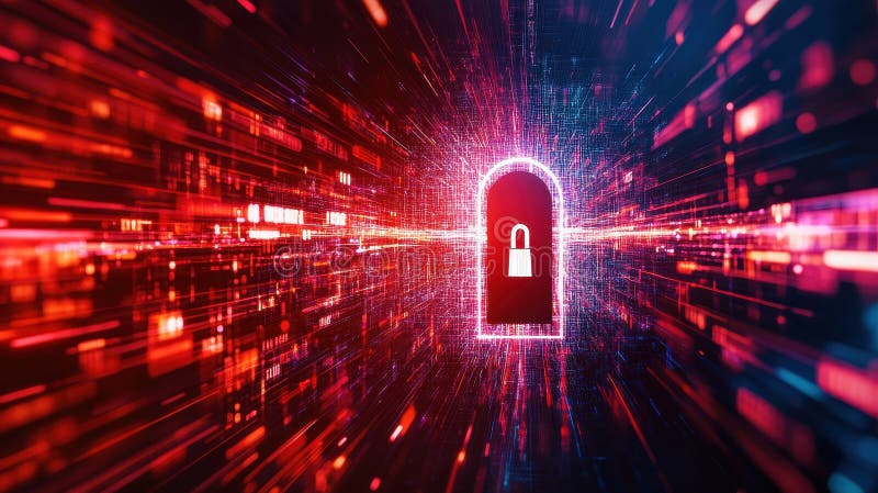 Keyhole in the Digital Matrix Overview vector illustration