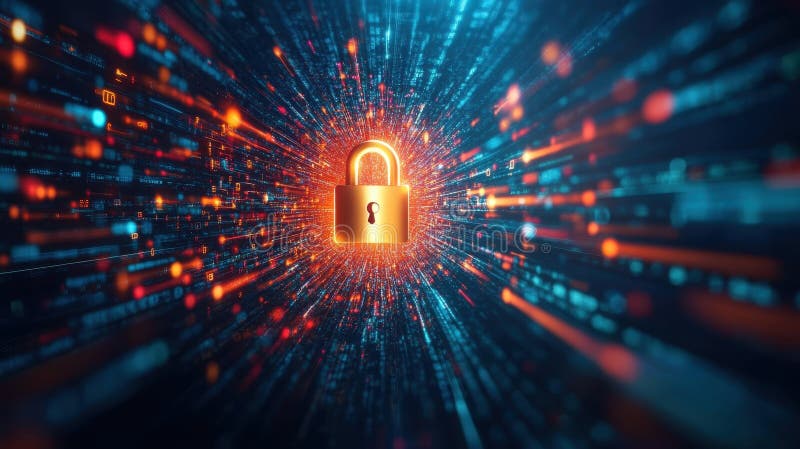 Keyhole in Digital Matrix Visualization Concept stock illustration