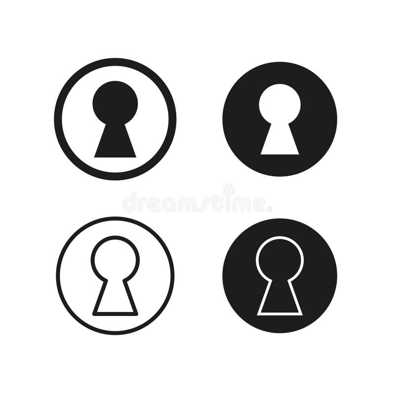 Keyhole icon set. Lock security vector. Minimalist black shapes. Simple circular design. royalty free illustration