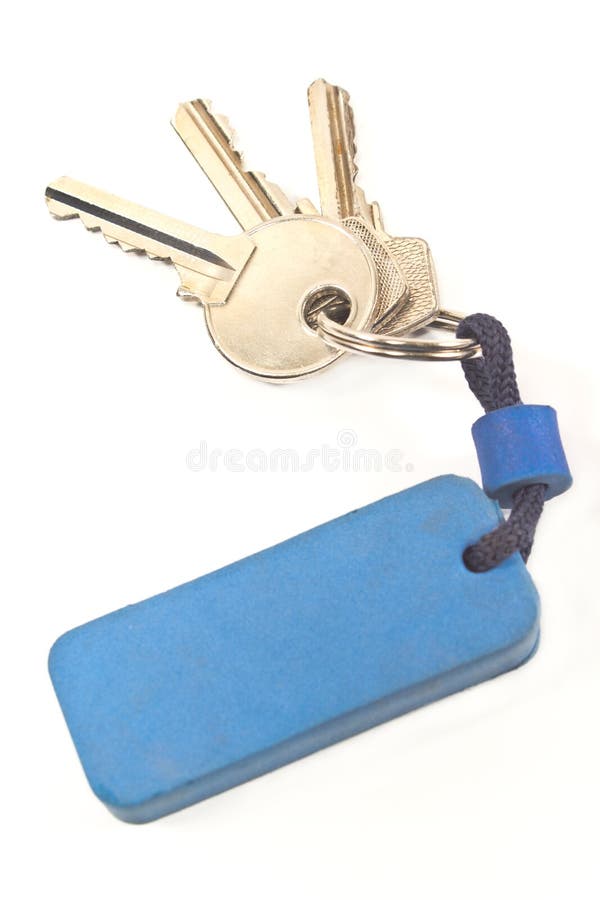 Keys with blue tag stock image. Image of blank, keys 45270633