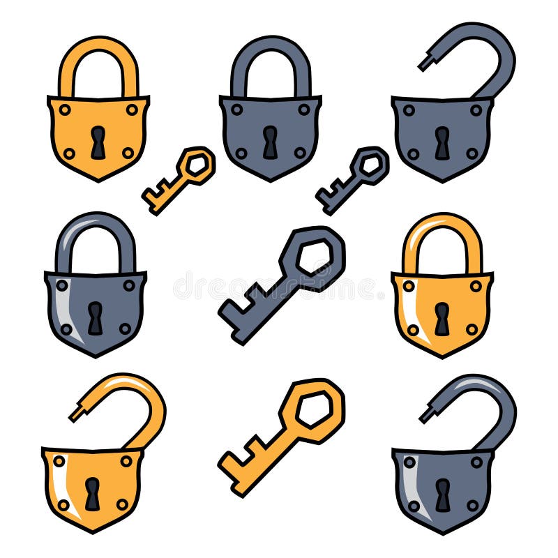 keys den gammala padlocken Alternativhänglås stock illustrationer keys den gammala padlocken Alternativhänglås stock illustrationer