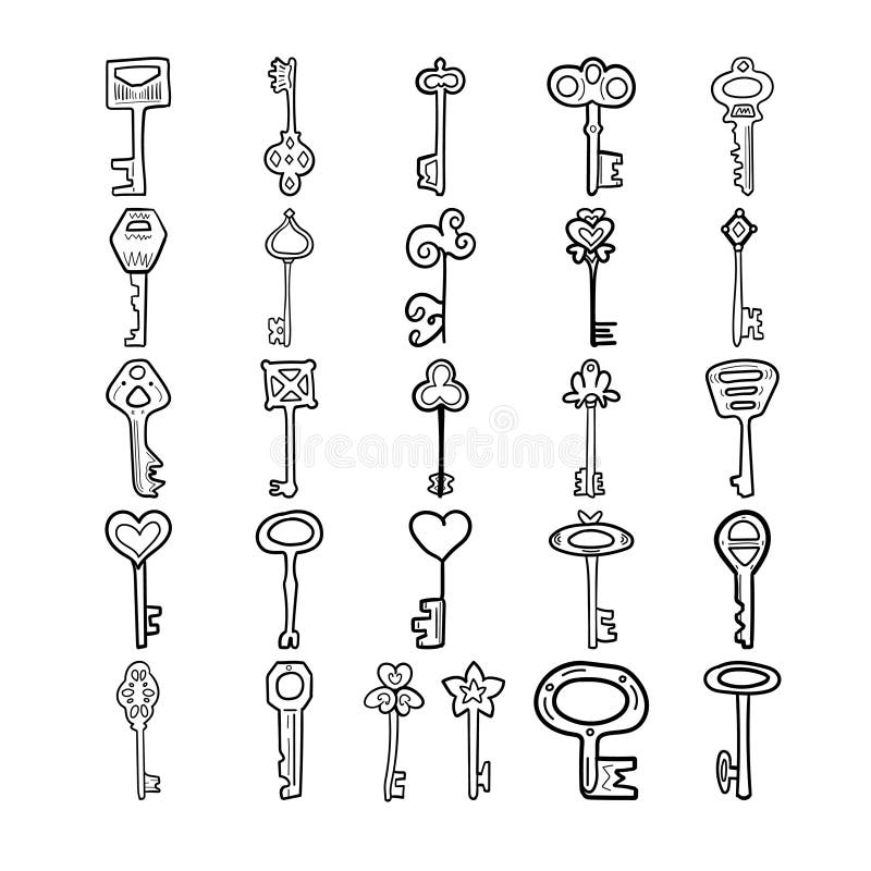 Set Keys Line Drawing Stock Illustrations 207 Set Keys Line Drawing