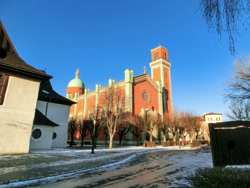 Kostel Kežmarok na Slovensku - město na Spiši, řeka Poprad