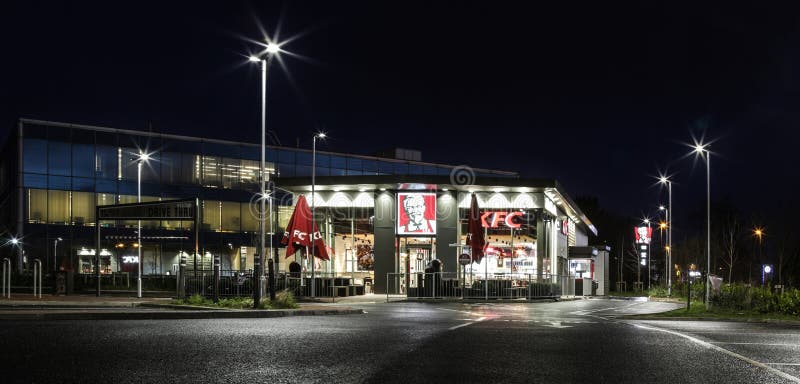 KFC Drive Thru in Swindon Wiltshire at Night Editorial Photography