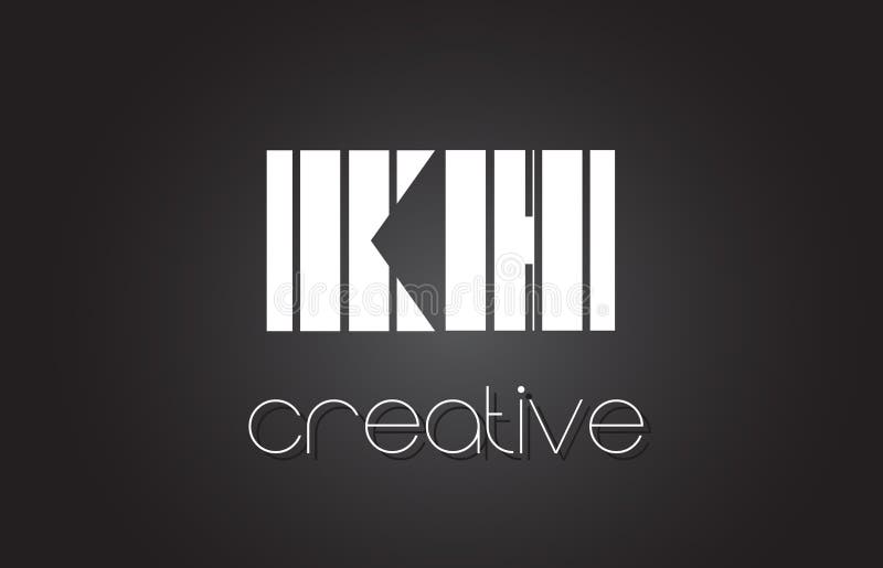 KH K H Letter Logo Design with White and Black Lines. Stock Vector ...
