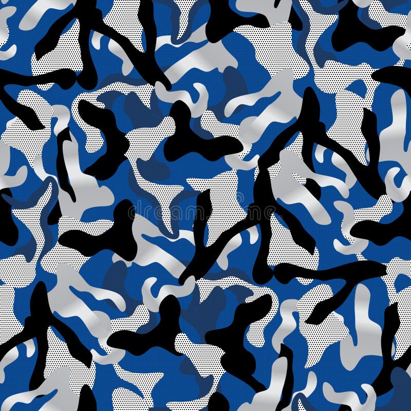 Acumulativo traducir Coronel Khaki Camouflage Seamless Pattern in Blue and Silver and Black Colors.  Points Background Army Fashion Vector Stock Vector - Illustration of blue,  force: 178358824