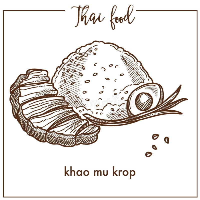 Khao mu krop med ägget från thailändsk mat royaltyfri illustrationer Khao mu krop med ägget från thailändsk mat royaltyfri illustrationer