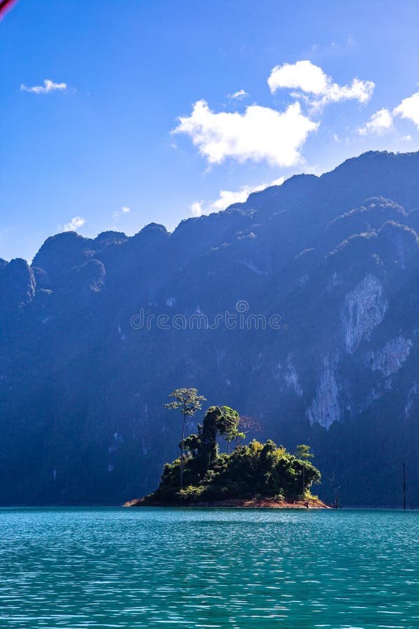 View of Khao Sok National Park Cheow Lan Dam Lake in Surat Thani