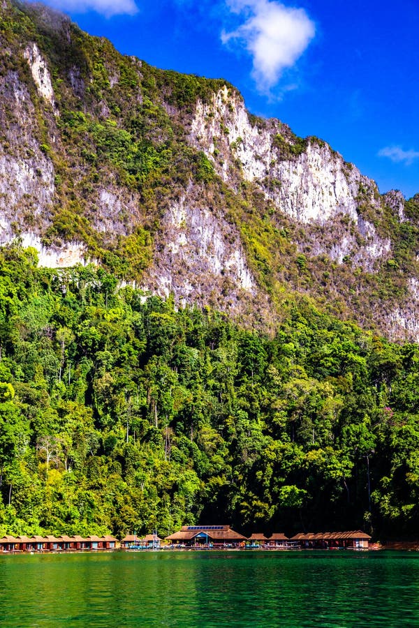 View of Khao Sok National Park Cheow Lan Dam Lake in Surat Thani