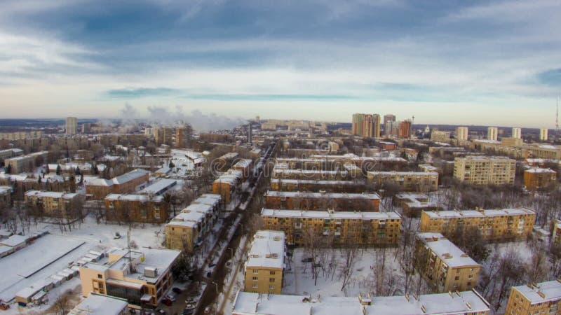 Kharkiv Stadt von über Timelapa im Winter. ukrainisch.