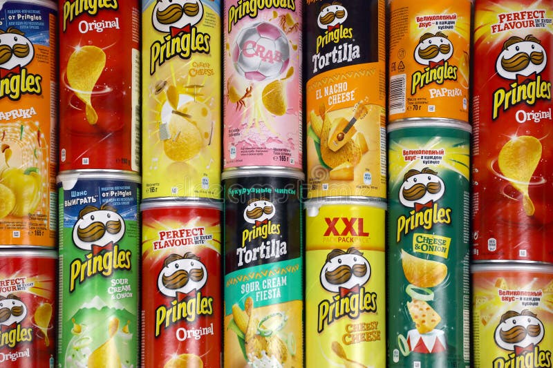 Pringles Variety of Flavors. Many Cardboard Tube Cans with Pringles ...