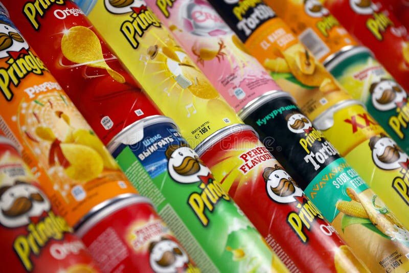 Pringles Variety of Flavors. Many Cardboard Tube Cans with Pringles