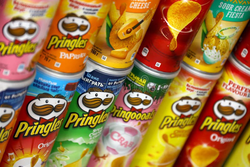 Pringles Logo On Paper Membrane On Many Orange Pringles Potato Snack ...