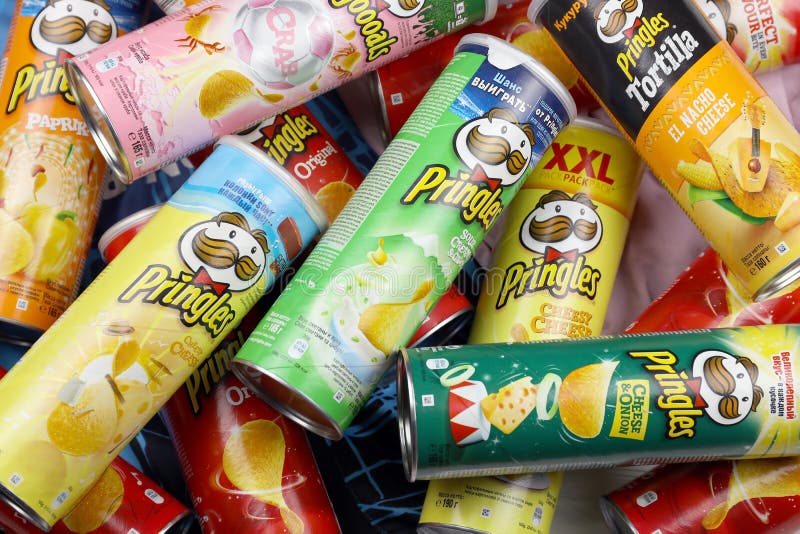 Pringles Variety of Flavors. Many Cardboard Tube Cans with Pringles