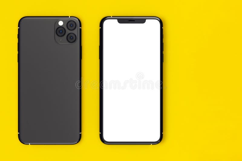 KHON KAEN ,THAILAND,8 MAY 2020 : Iphone 11 Pro, Front and back side. Smartphone mock up with white screen. Illustration for app, web, presentation, design on yellow baclground. KHON KAEN ,THAILAND,8 MAY 2020 : Iphone 11 Pro, Front and back side. Smartphone mock up with white screen. Illustration for app, web, presentation, design on yellow baclground